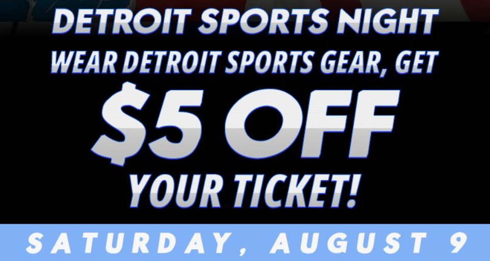 Detroit Sports Night! Wear Detroit Sports Gear and Get $5 off Your Ticket!