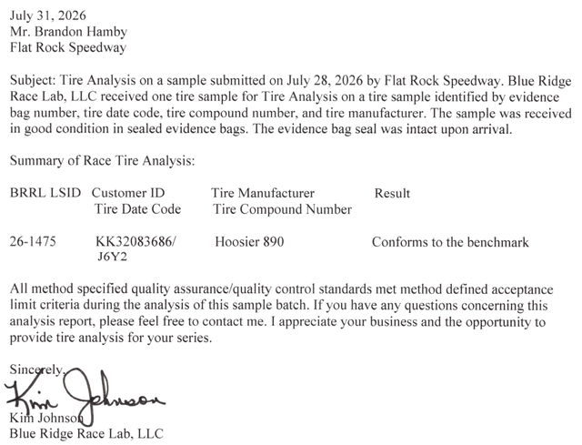 Tire Lab Testing Results 7 25 2026 Ss 71
