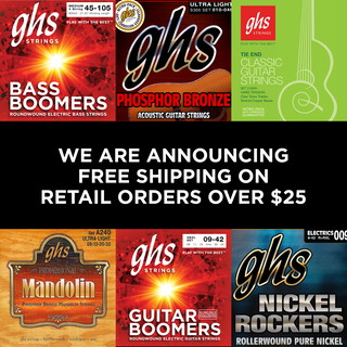 GHS Strings Introduces Free Domestic Shipping on Retail Orders Over $25