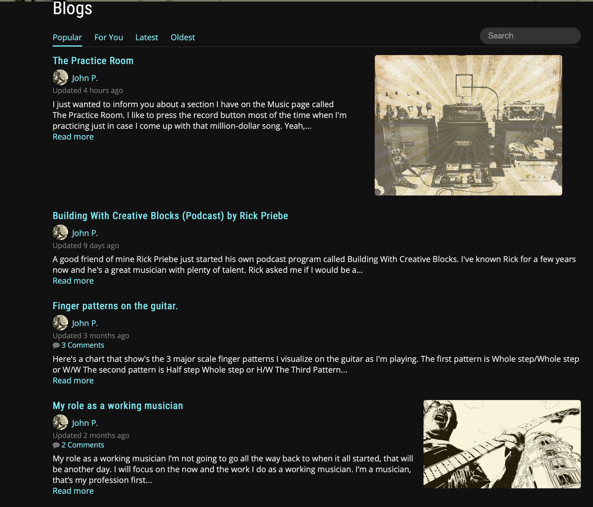 Blogs on the Blogs Page