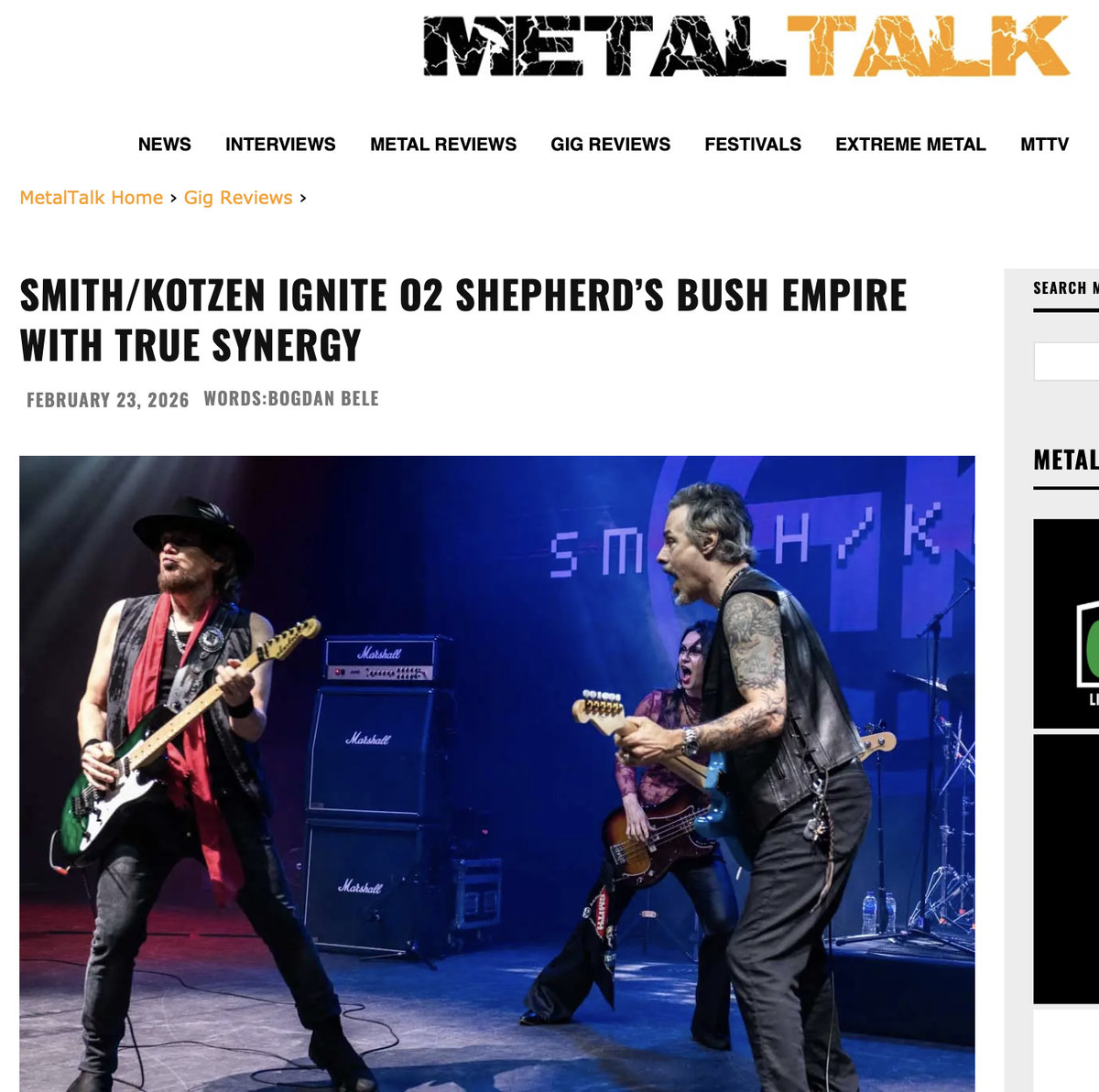 Metal Talk Smith/Kotzen show review 