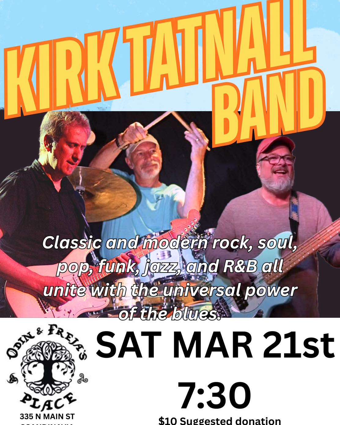 Very excited and grateful to have my first gig in the Waupaca area with Gordon Kirchoff (bass) and Tony Wagner (drums...