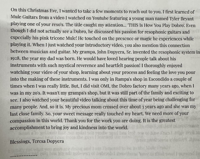 Email from a Dopyera 