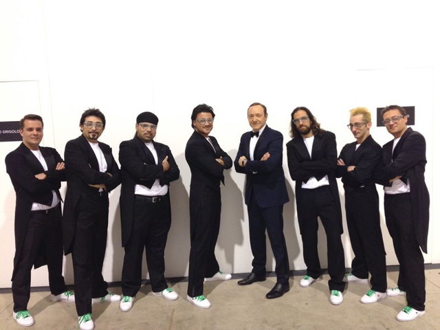 Con Vittorio Grigolo e Kevin Spacey_Playing for Pirelli's Show