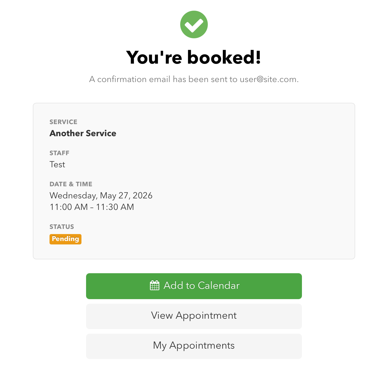Appointment booked