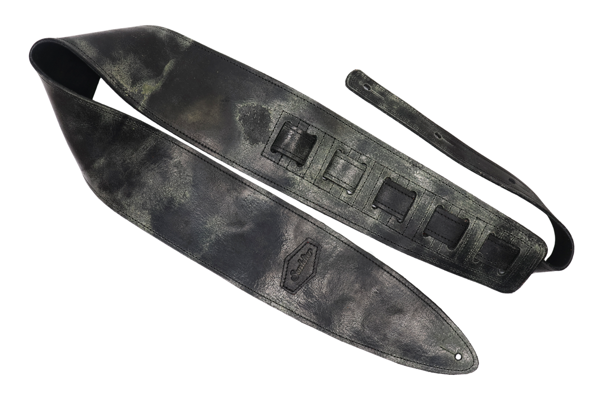 DISTRESSED Black 3.5" Torpedo® Leather Bass Strap