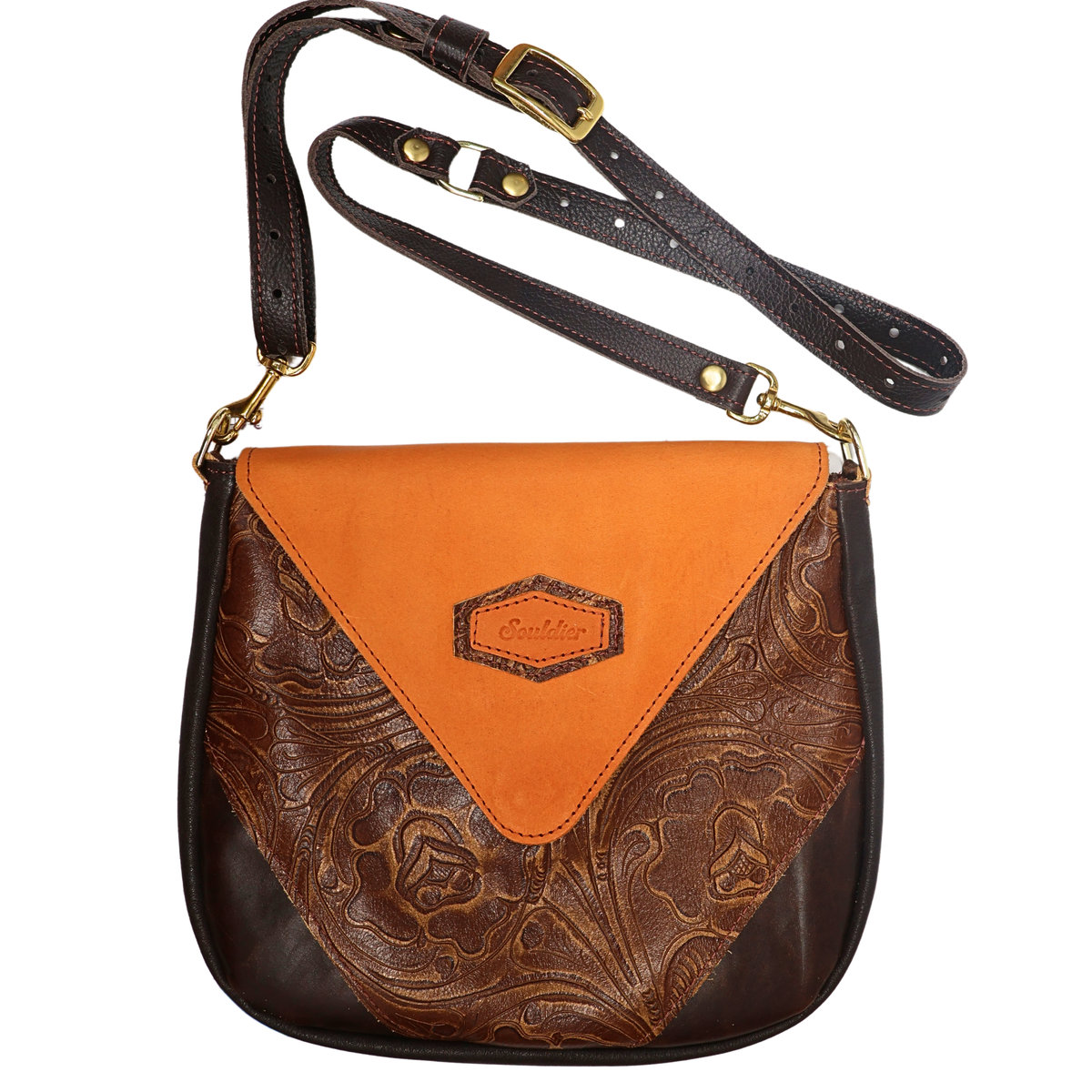 Kingston Tooled Leather Collage Handbag