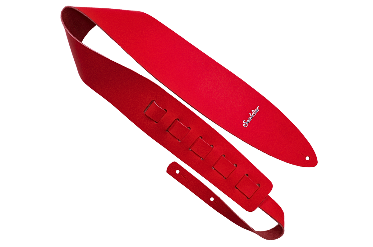 Red Prisma 2.5" Leather Guitar Strap