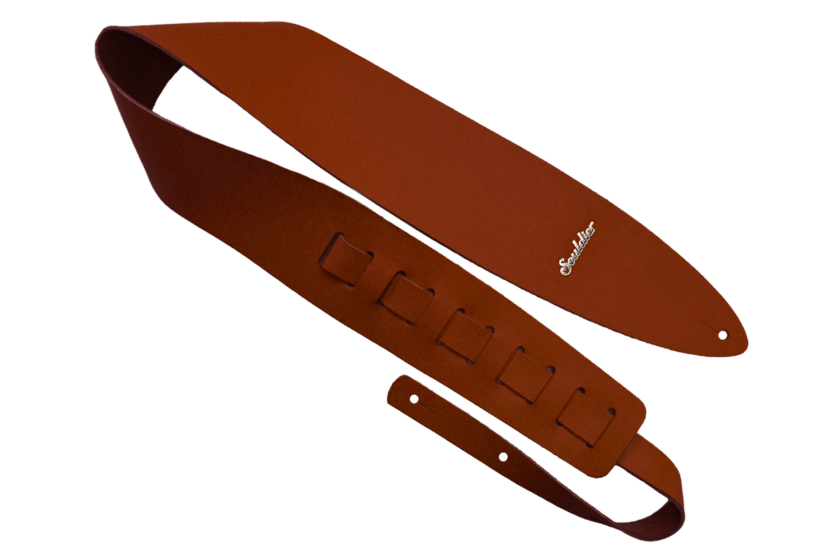 Warm Brown Prisma 2.5" Leather Guitar Strap