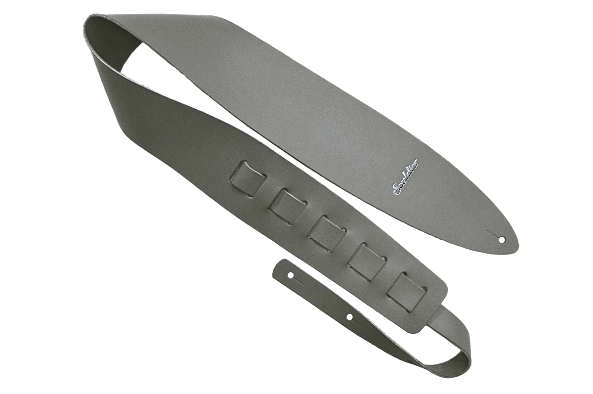 Grey Prisma 2.5" Leather Guitar Strap