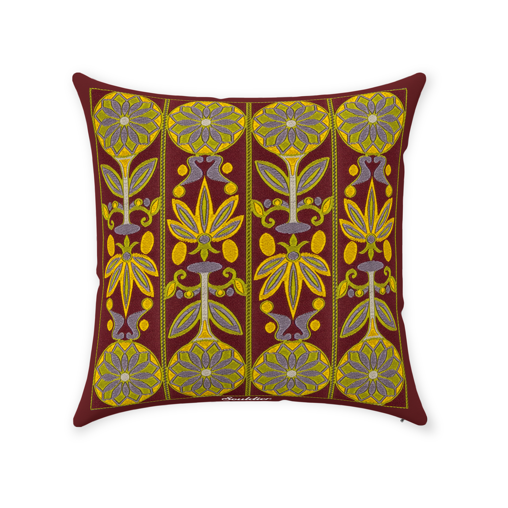 Daisy Burgundy Throw Pillow Case