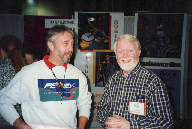 Peavey rep Roy Rogers with drumming legend and founder of Aquarian drumheads - Roy Rogers