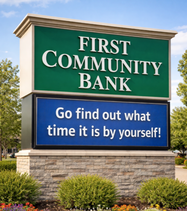 Remember when banks had convenient time and temperature signs?  