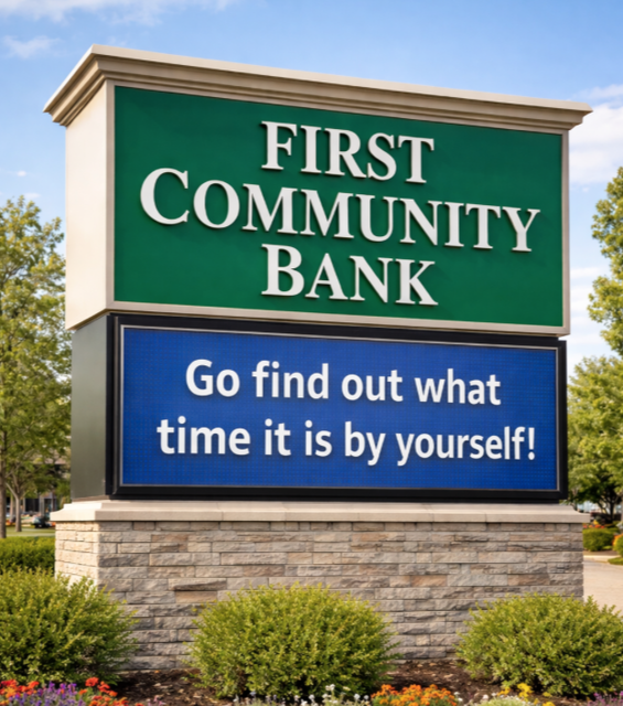 Remember when banks had convenient time and temperature signs?  