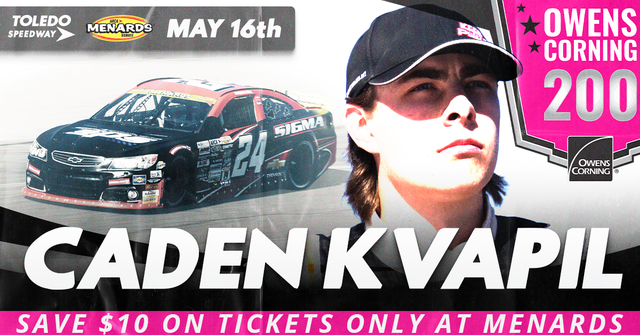 CARS Tour Points Leader Caden Kvapil to Make ARCA Menards Debut at Toledo Speedway