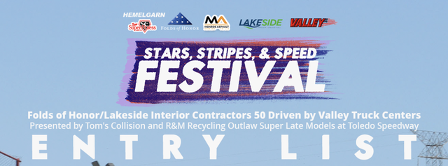 Late Model Entry List for Saturday's 50-Lap Feature at Stars, Stripes, & Speed Festival